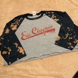 Eric Clapton 3/4 Sleeve Upcycled Cropped T-shirt